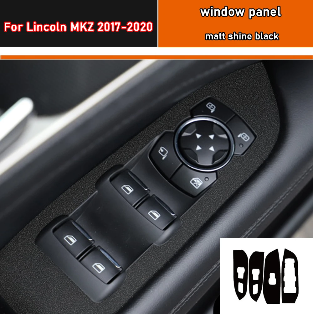 Car Interior Sticker Gear Box Protective Film For Lincoln MKZ 2017-2020 Car window Panel Sticker Carbon Fiber Black