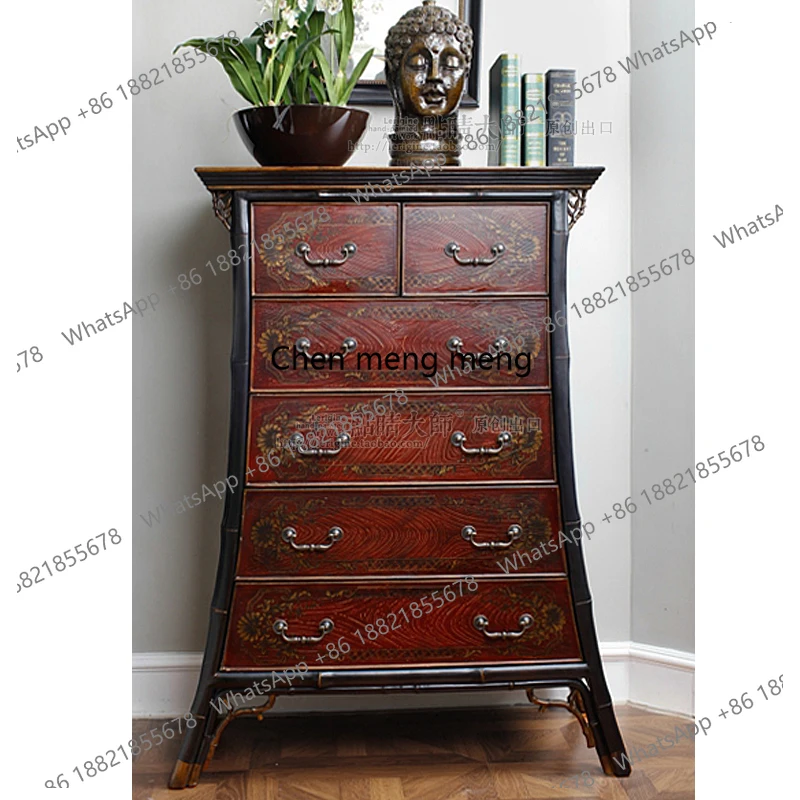 

Гостиная ретро черное золото рельефный бордовый бамбук шесть ведер высокий шкаф шкаф для хранения