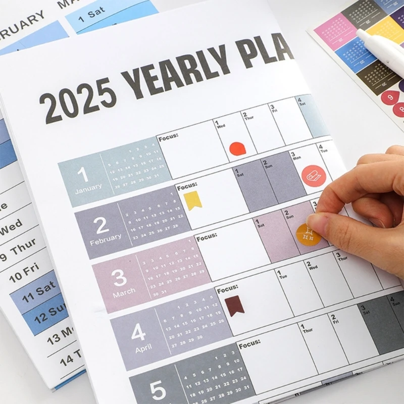 2025 Yearly Planner Calendar Family Home Planner Calender 2025 Full Year Planner Calendar 74x52cm from 01.2025-12.2025