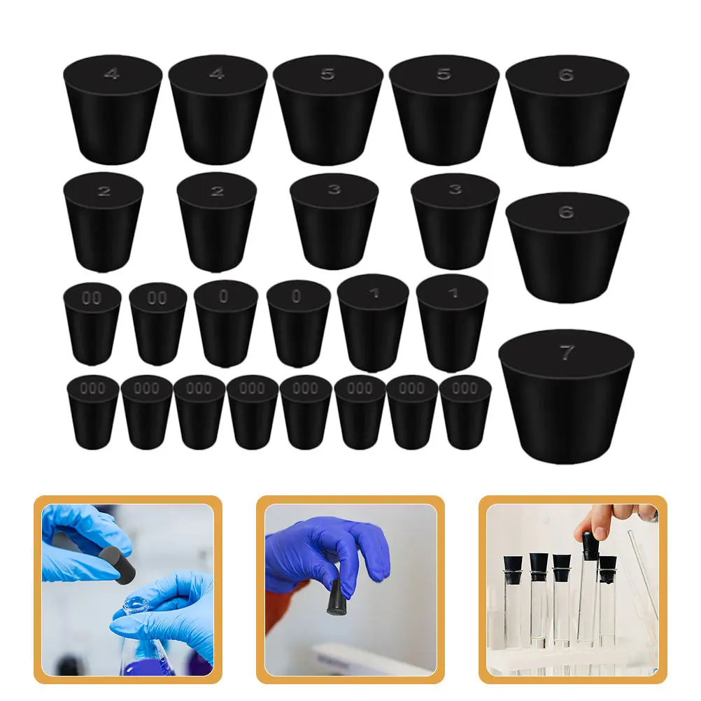 

25pcs Rubber Solid Tapered Lab Bottle Plug For Test Tubes Flasks Glass Bottles Jar Bottle Sealer Sealing Durable