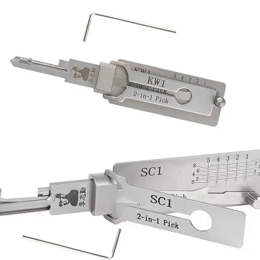 Lishi 2 in 1 Key Car Decoder Lockpick Kit Multi Functional Precision Measuring Tool Locksmith Tools SS001 SC1 KW1 AM5 M1/MS2 R52