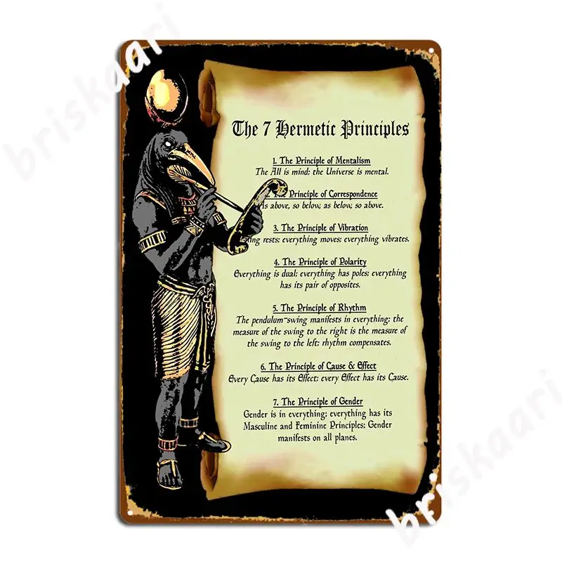 Thoth And The 7 Hermetic Principles Egyptian And Greek Philosophy From The Kybalion Metal Plaque Poster