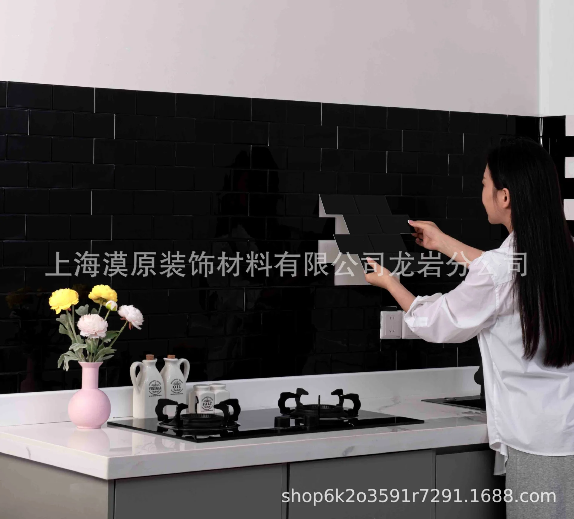 Extra Thick 3D Tile Stickers 27x32CM 5PCS - Self-Adhesive Moisture/Oil Proof Backsplash for Kitchen Cabinets, Removable DIY Wall