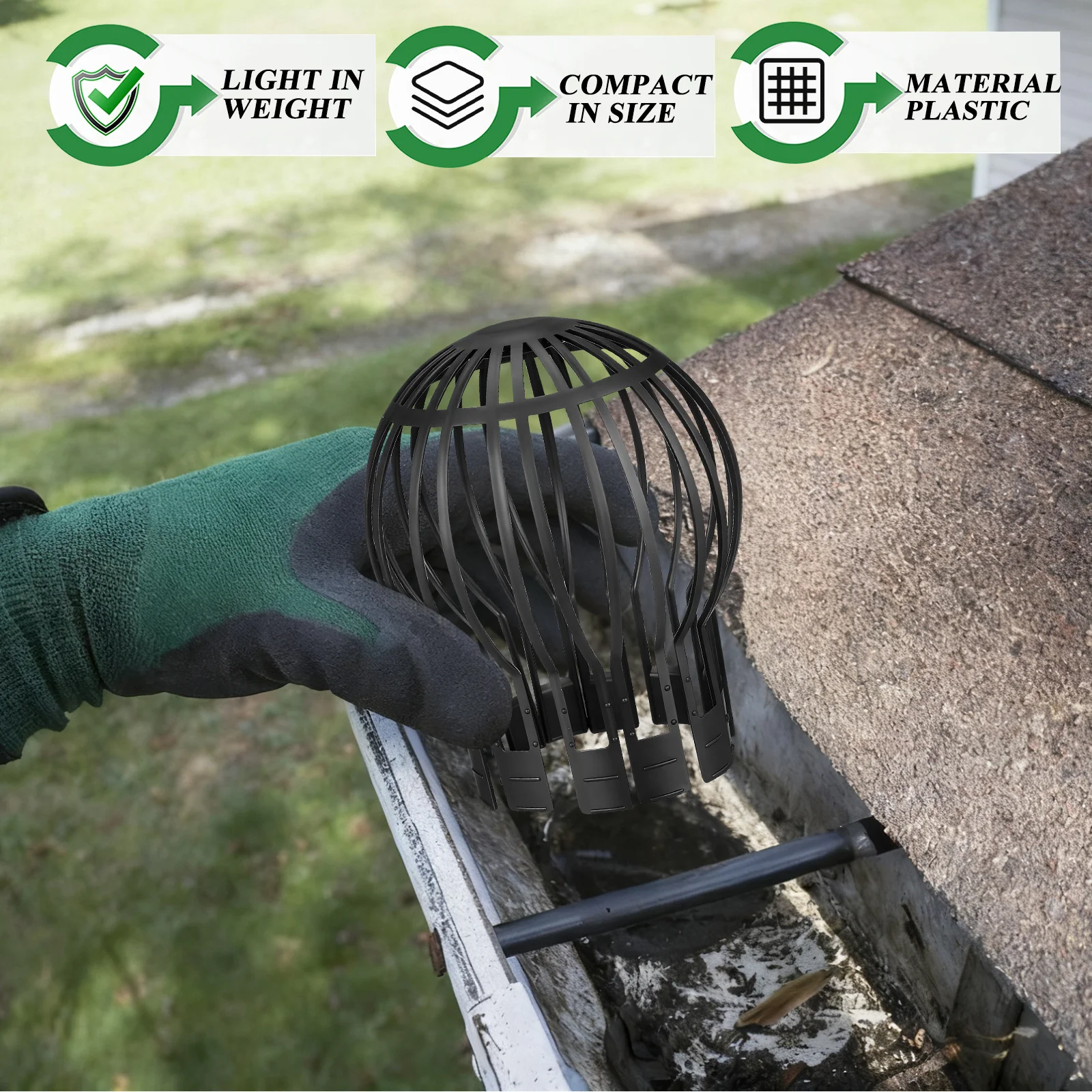 8 قطعة حراس مزراب للسقف غطاء مصفاة الصرف خفيفة الوزن البلاستيك ماسورة التصريف شاشة صافي غطاء حديقة شرفة سقف الأنابيب #3