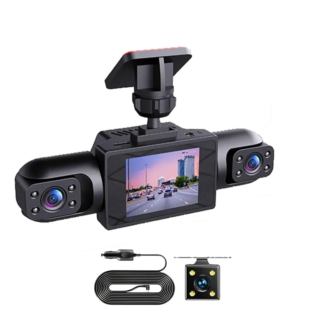 360° Full View Car Dashcam 3/4 Lenses 4K UHD 2 Inch 1080p Front/Side/Rear Simultaneous Display Reversing Image Loop Recorder