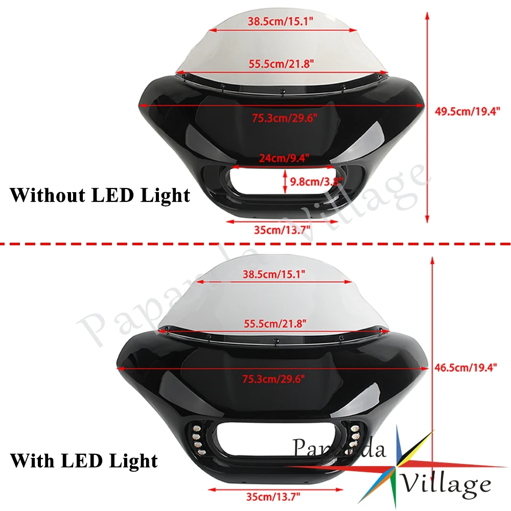 Motorcycle LED Turn Signal Light DRL Fairing Wind Screen For Harley Softail Fat Bob FXFBS FXFB 2018-2025 Shark Headlight Fairing