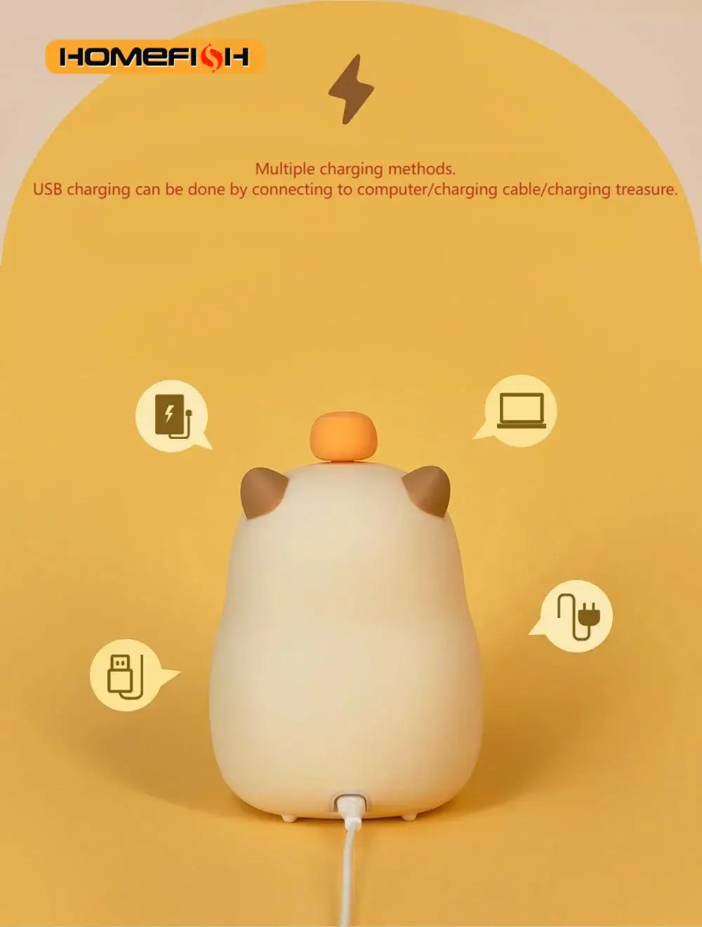 New Capybara Led Night Light Silicone Rechargeable Digital Alarm Clock Dimmable Table Lamp Timing USB Charge Child Birthday Gift image 4