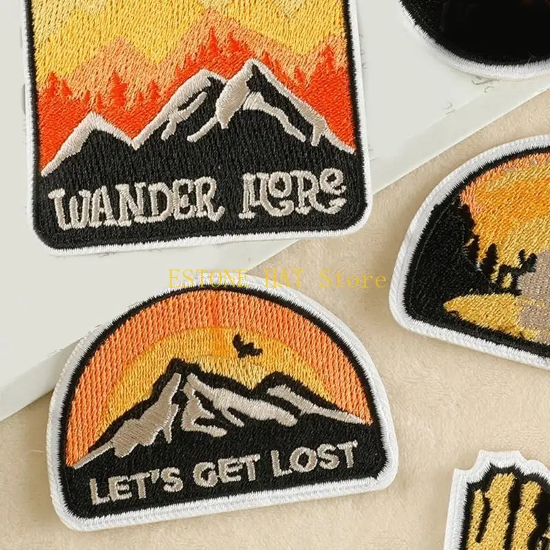 49MF 9er-Pack einzigartige, stilvolle, handgefertigte Bekleidungsaufnäher mit malerischen Bergaufnähern