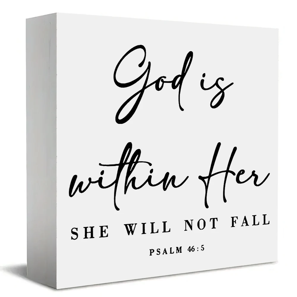 1 Piece Rustic Wooden Sign - Inspirational Christian Desk Decor With The Scripture 