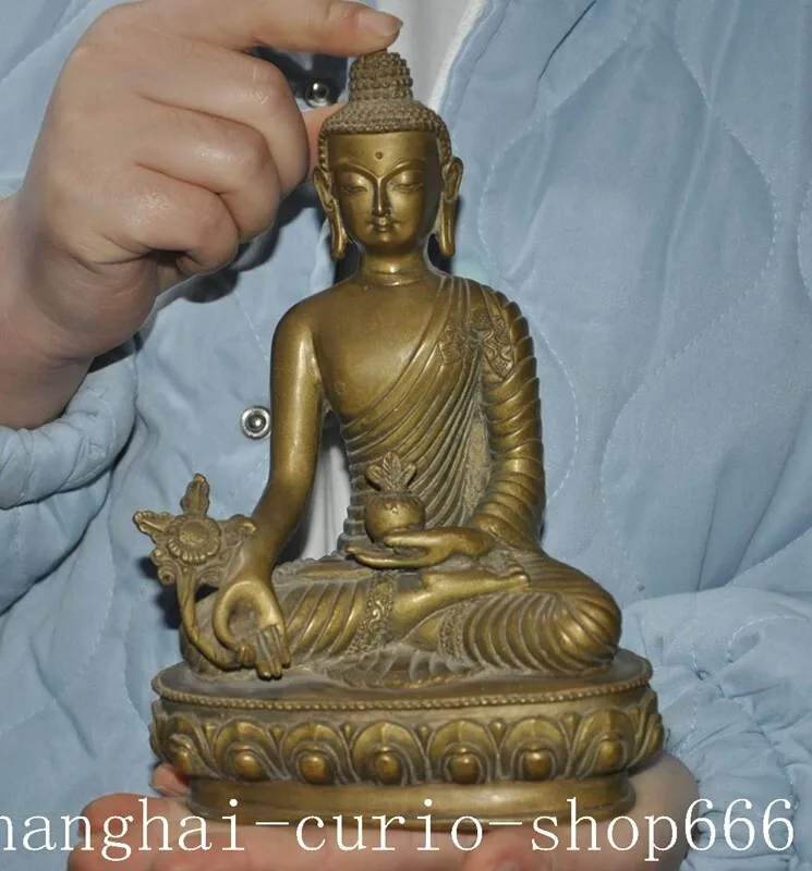 

7.6 inch Tibetan Buddhist Temple Bronze Sakyamuni Sakyamuni Buddha Statue -Natural materials