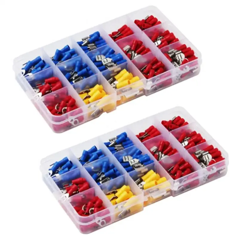 

Комплект из 560 разнообразных изолированных электрических клемм A69e: обжимные, соединительные, вилочные, кольцевые, гильзовые, кольцевые-вилочные клеммы для проводов