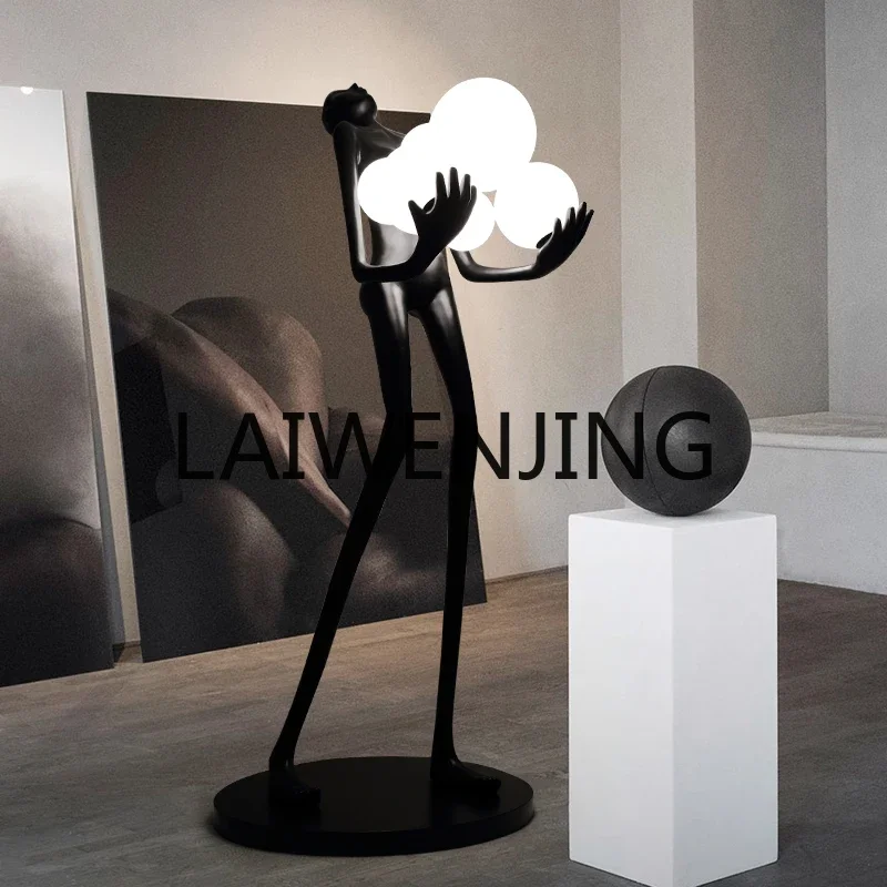 Humanoid art sculpture ball landing design living room exhibition hall creative large-scale human ornament