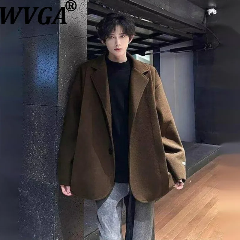 WVGA Spring Autumn New Men Tide Korean Version Trendy Turn-Down Collar Blazer Niche Chic Casual Long Sleeve Suit Coat Ins W19866