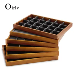 Oirlv Wooden Jewelry Tray Ring Earrings Bracelet Bangle Necklace Tray Solid Wood Jewelry Display Tray Wooden Jewelry Organizer