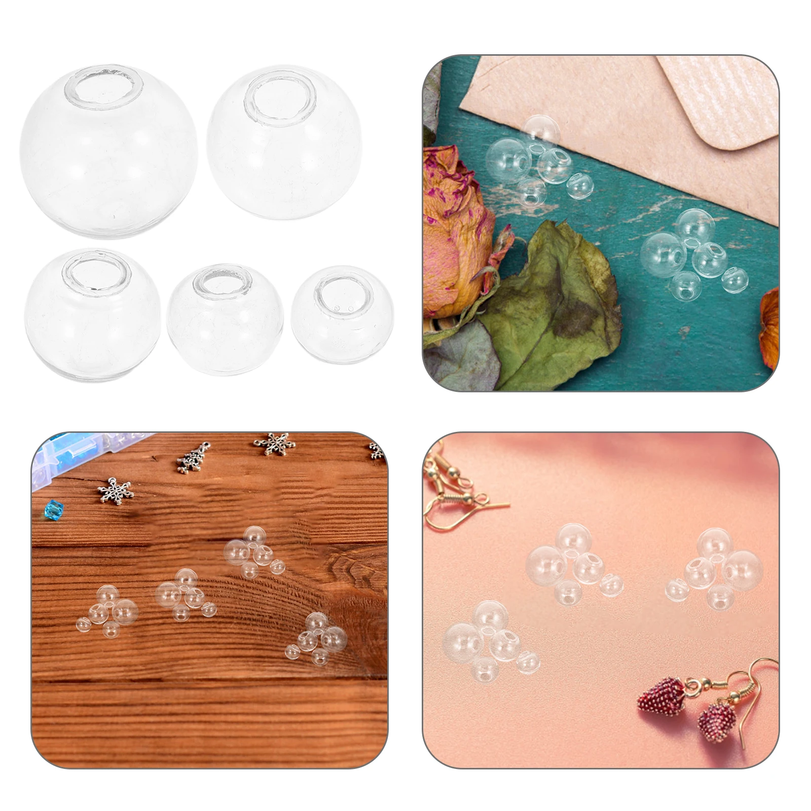 

100Pcs Mini Glass Globe Bottle Clear Fillable Ornaments Pendant Charms Earrings DIY Jewelry Crafting Clear Glass Ornament Balls