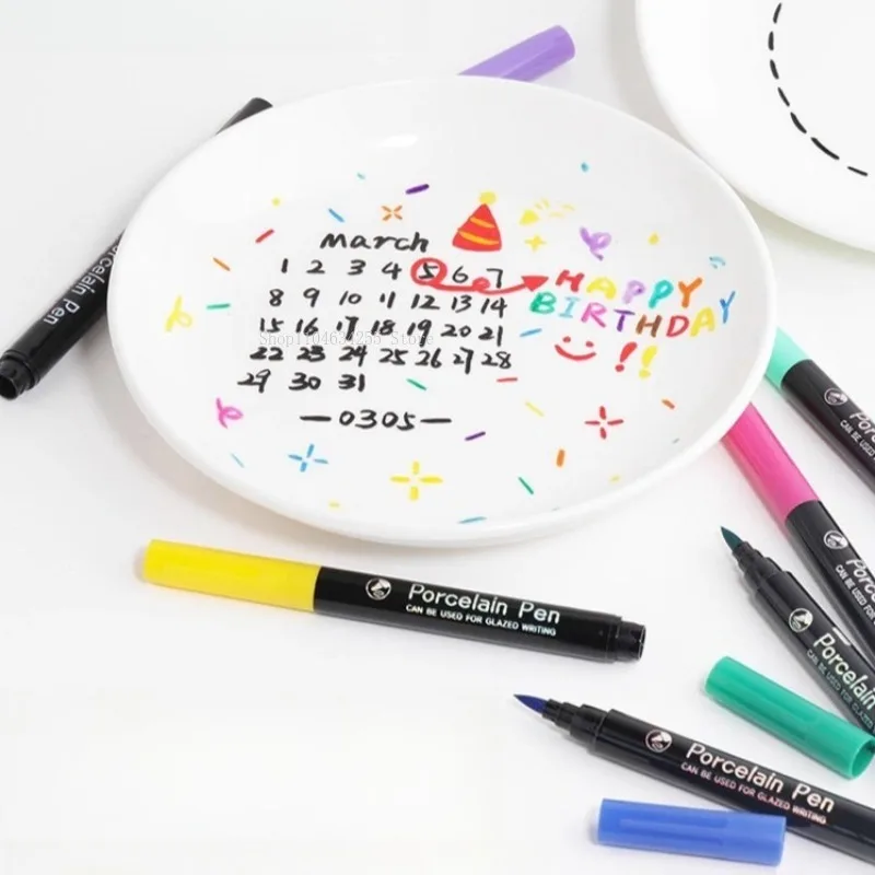 12color/set Heat-resistant Ceramic Colored Drawing Pens Soft-head Markers DIY Creative Ceramic/glass Painting Coloring Markers