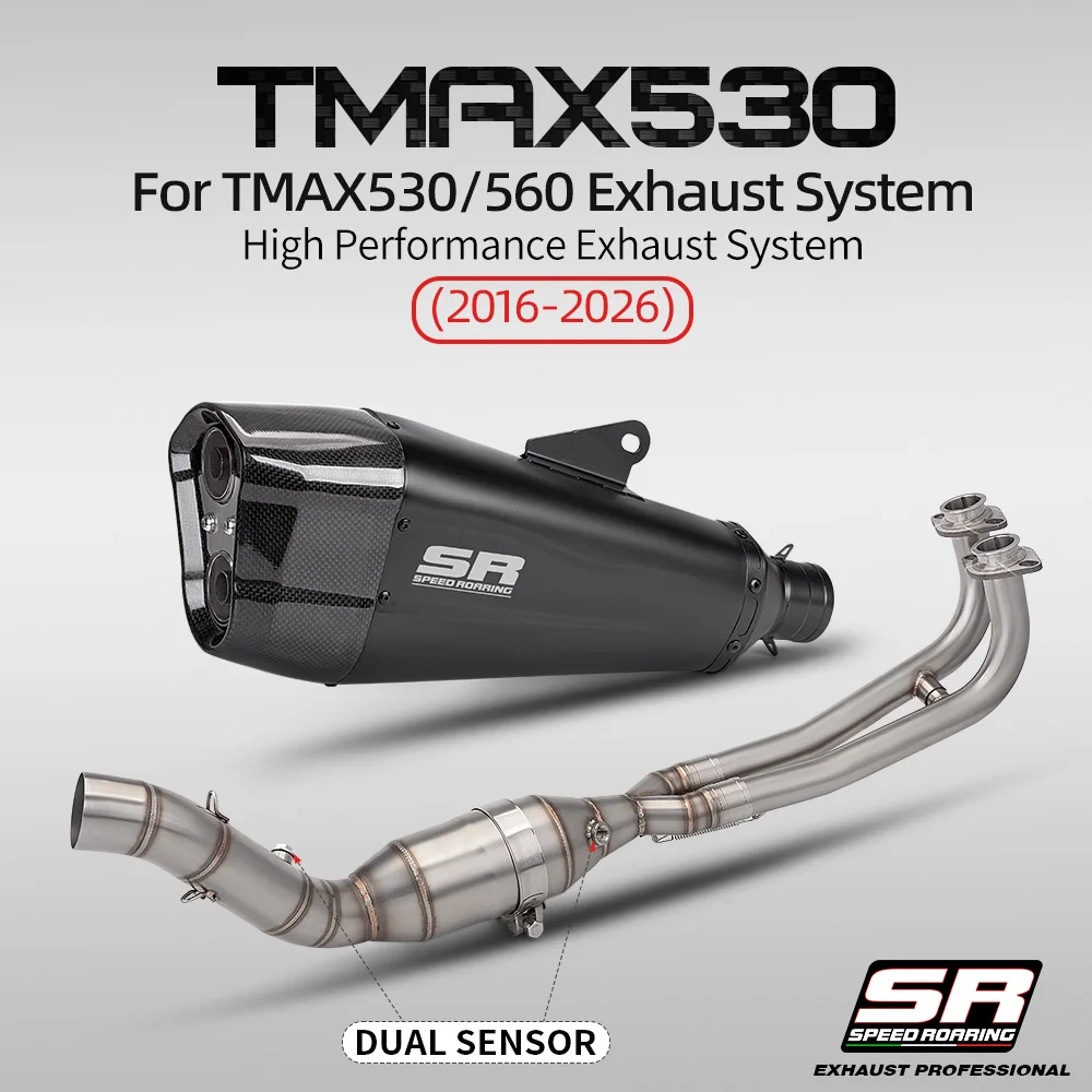 

Для TMAX TMAX530 TMAX560 2017-2026 мотоциклетная полная выхлопная система, модифицированный эвакуационный коллектор, глушитель, часть скутера