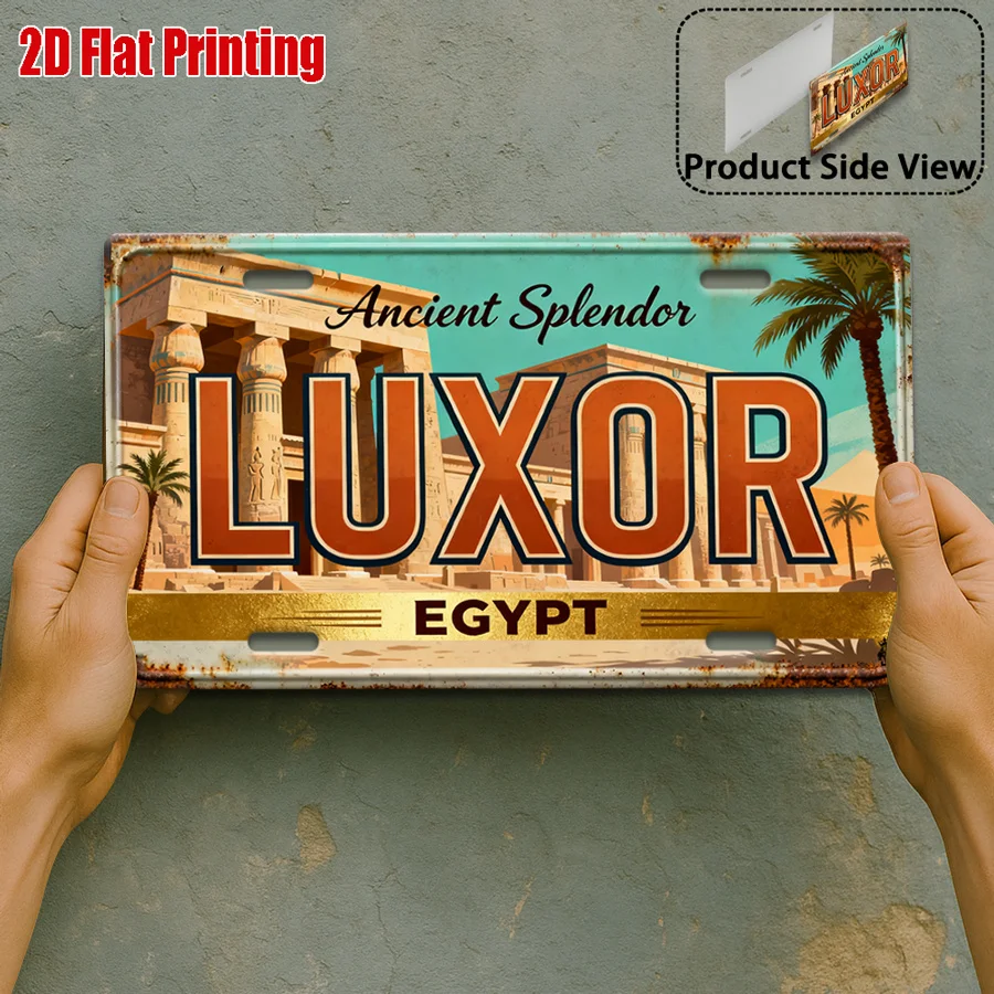 Placa de Metal Vintage Durável - Decoração de Parede, Luxor Egito, Esplendor Antigo, Arte de Parede para Casa, Escritório, Bar e Caverna do Homem