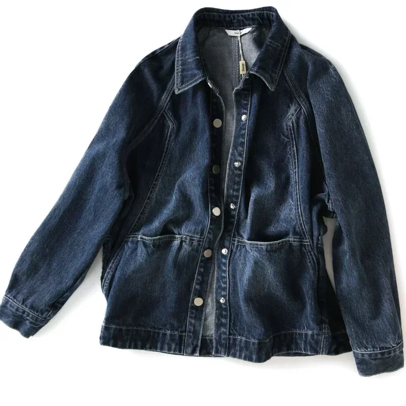 Pocket Outerwears Female Jeans Coat Blue Women\'s Denim Jackets Spring Autumn Korean Popular Clothes Vintage on Sale Low Price