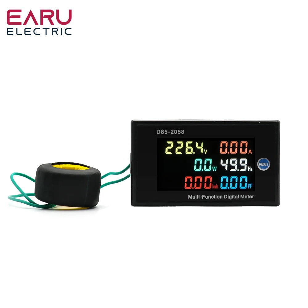 D85-2058 Single-Phase Household Digital LCD AC Panel Meter Intelligent Voltage Current Frequency Power Monitor