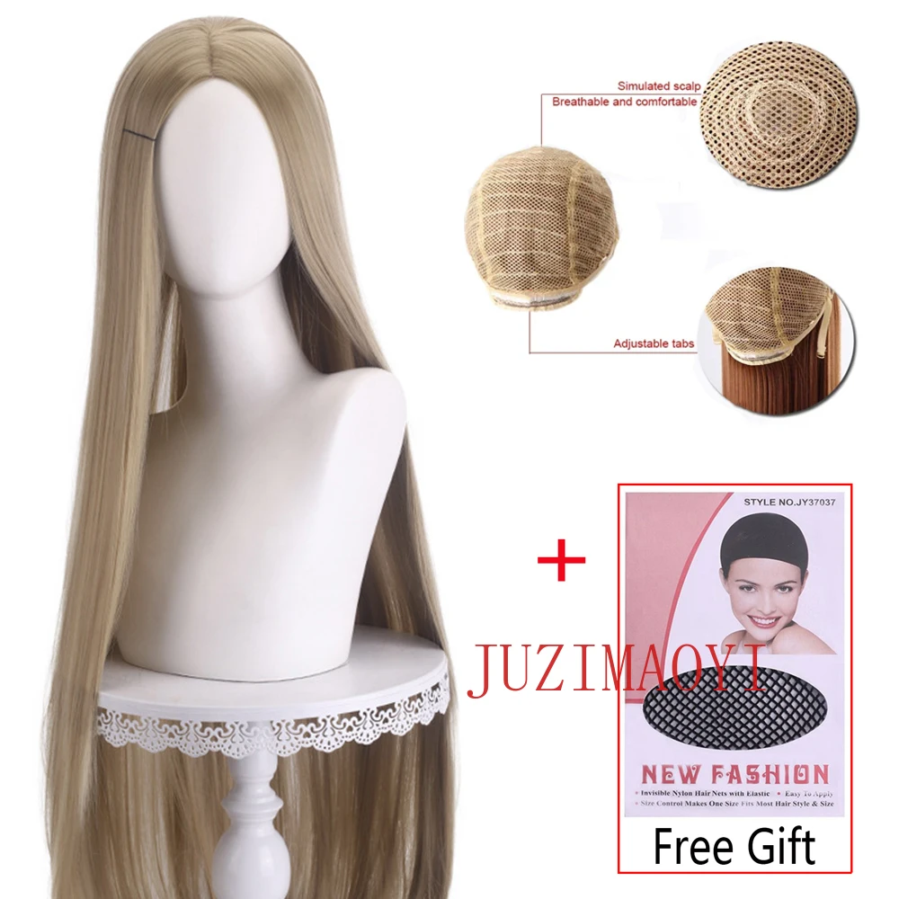 Long Straight Cosplay Wig 100cm Centre Parting Central Split Blond Pink Red Purple Heat Resistant Synthetic Hair Wigs