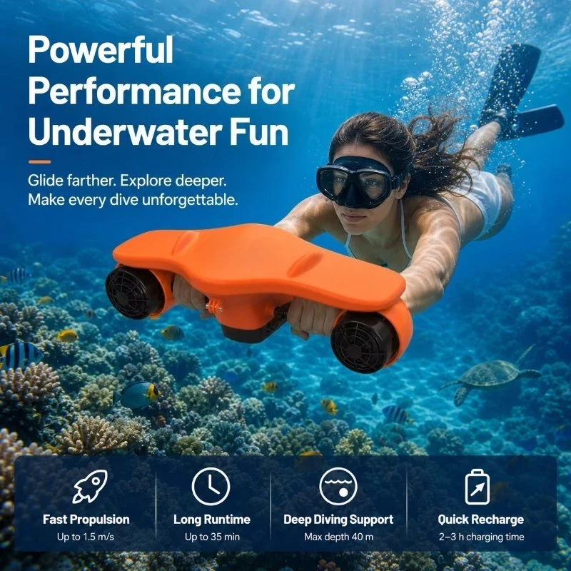 Lightweight Portable Underwater Booster Electric Sea Scooter with 4-7km/h Speed & 5200mAh Battery for Swimming & Water Sports - view 3