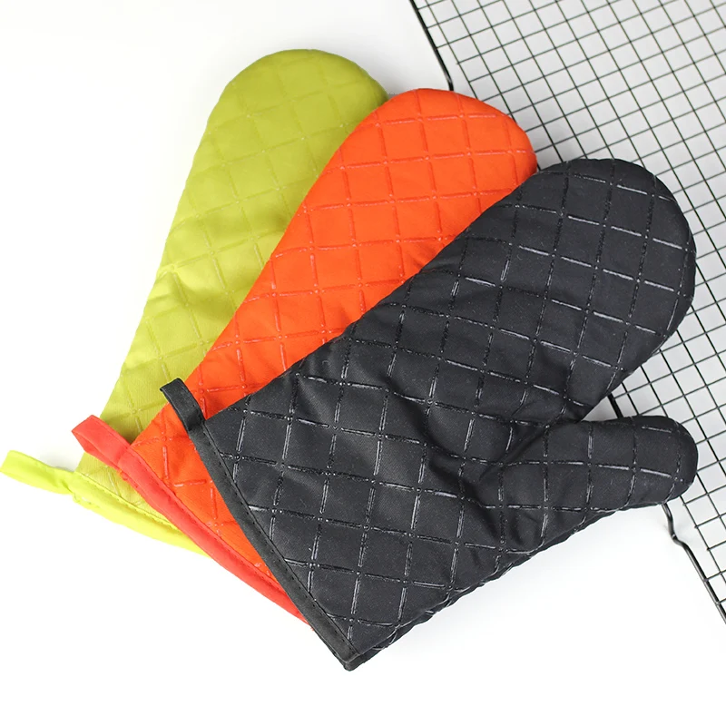 

2 pcs 1 Pair of Kitchen Oven Mitts With Non-Slip Silicone Printed Cotton Glove Cooking Baking Heat Resistant Grilling Tools