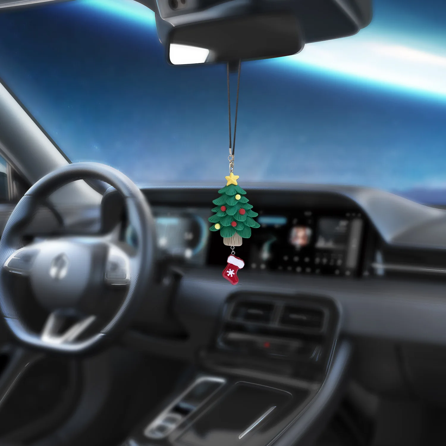 For Car Christmas Pendant pendant reindeer snowman Christmas Car Swinging Rearview Mirror Decoration car interior decoration