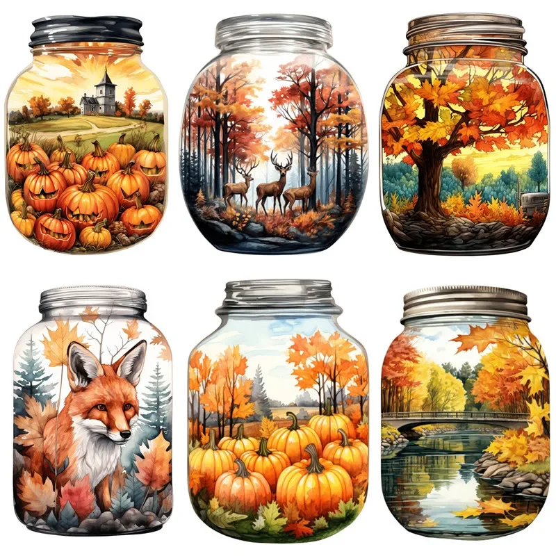 20Pcs/Pack Autumn Glass Sticker DIY Craft Scrapbooking Album Junk Journal Decorative Stickers