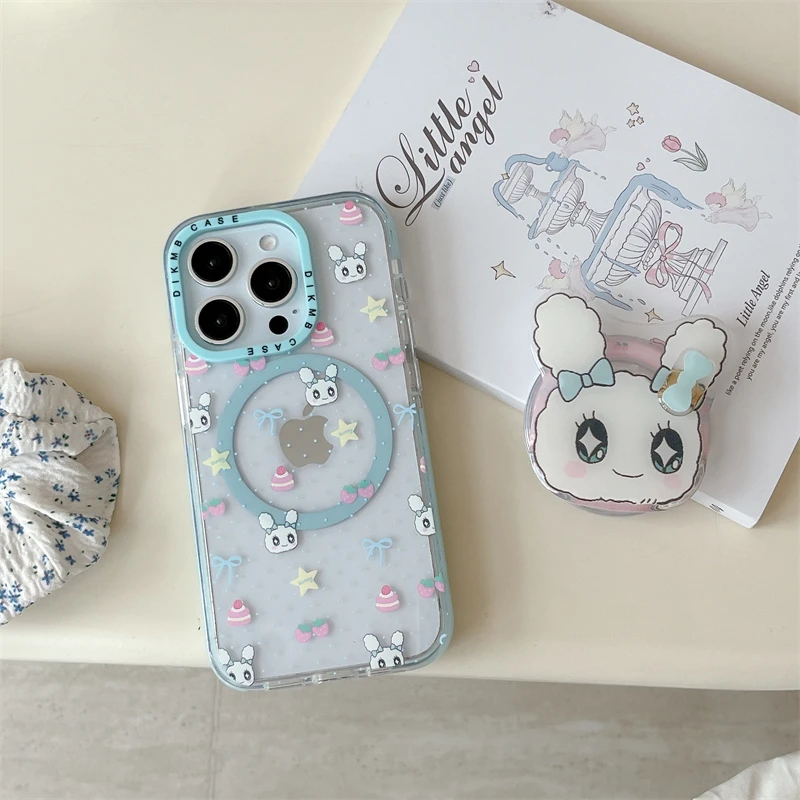 

Tomagotchi Cake Stawberry Magntic Kickstand Magsafe Беспроводное зарядное устройство Чехол для телефона для iphone 16 pro max 13 14 15 Pro Задняя крышка