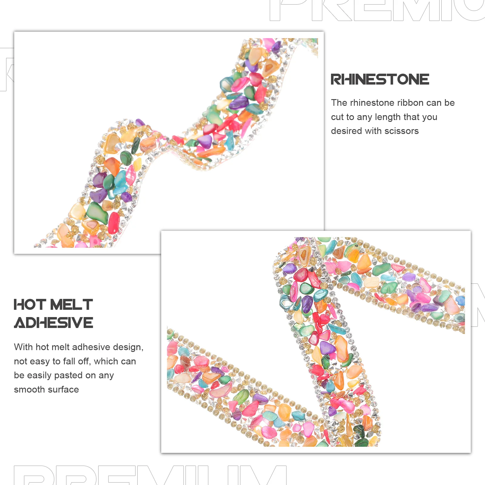 

1 Roll Multi-Function Rhinestone Ribbon Cuttable Heat-Activated Craft Trim For Diy Clothes Car Phone Decoration Wear-Resistant