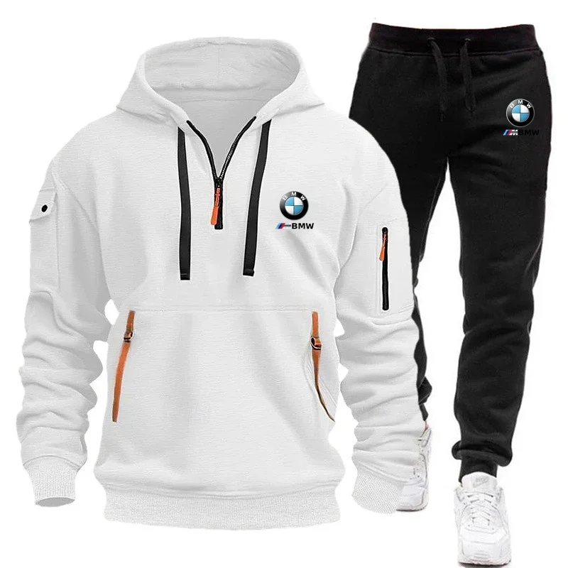 BMW Car Sign Basic Men/Women 2Pcs/Sets Sweatshirt Hoodies Pants 2025 Male Gyms Fitness Tops Joggers Sportswear Jacket Tracksuits