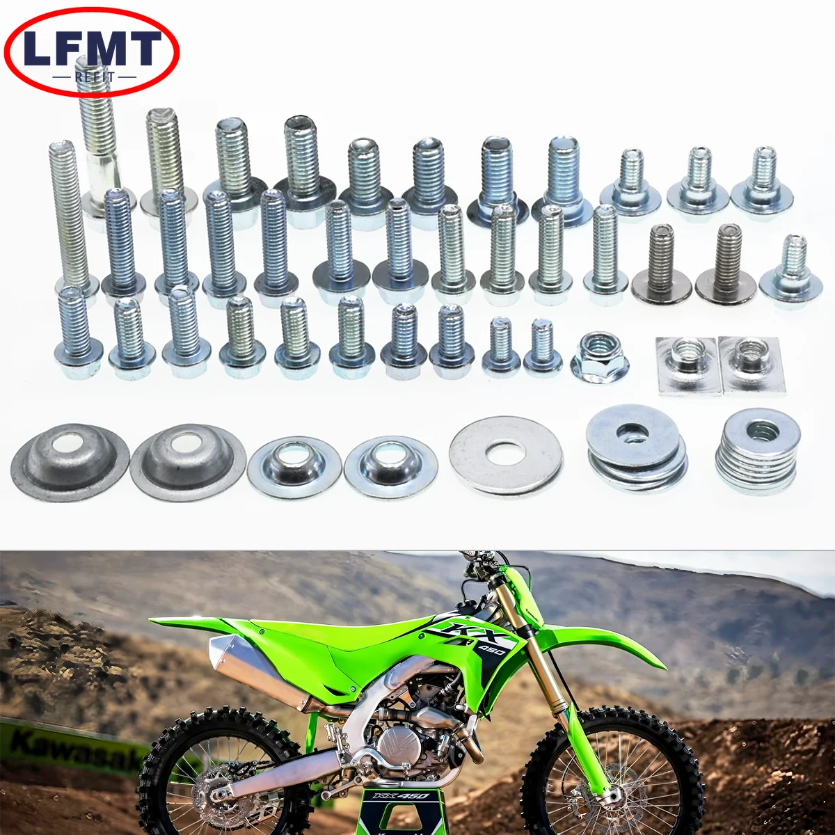 

Motocross Screw Bolt Full Fastener Kit Hardware fittings For Kawasaki KX85 100 KX125 KX150 KX250 KX250F KX450F KLX KXF 2003-2025