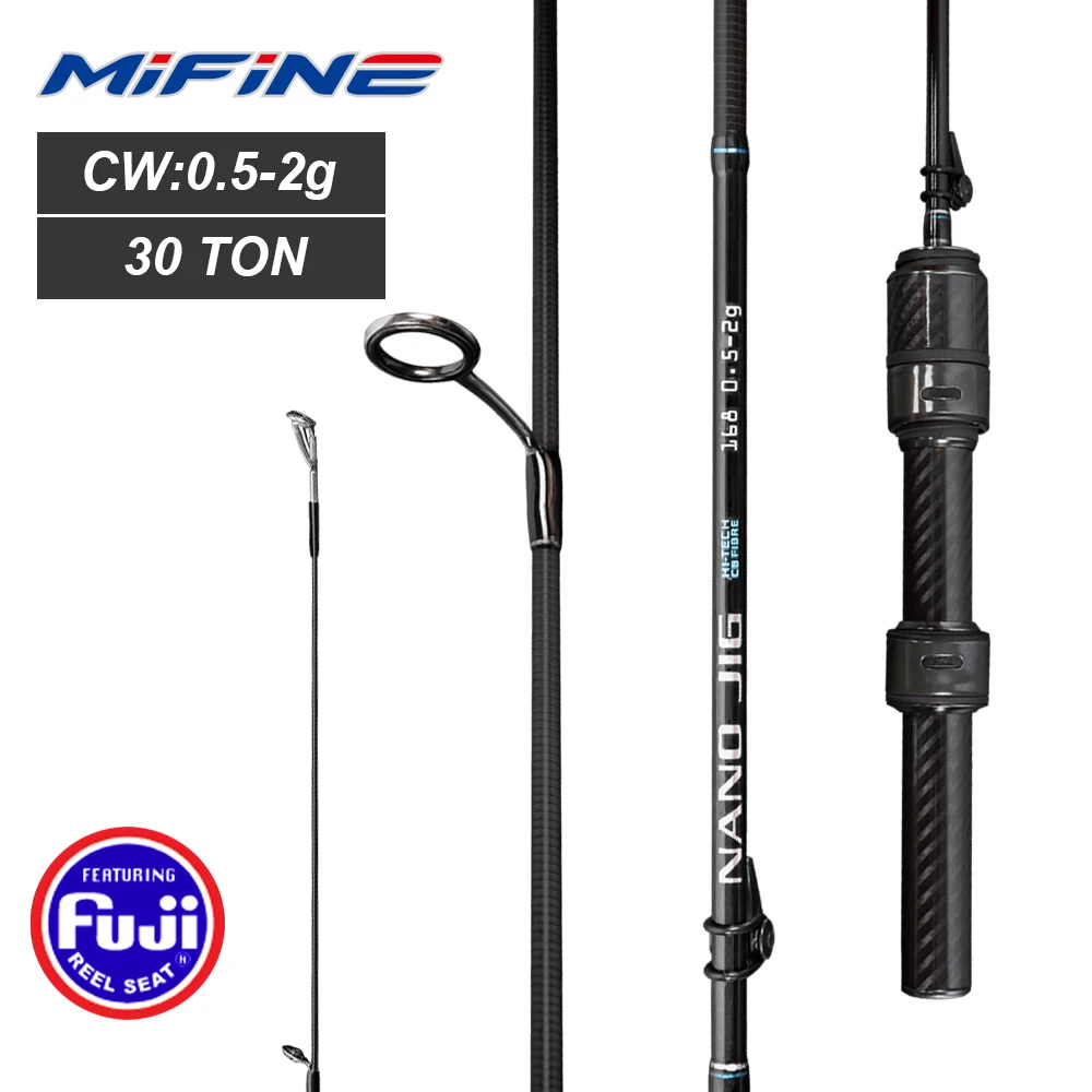 MIFINE Nano Jig Spinnrute Ultraleichte Angelrute 1,68m/1,83m 0,5-2g Schnelle Aktion für Barsch, Forelle, Salzwasser, Süßwasser, Solide Spitze