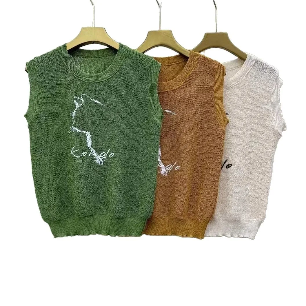 Autumn European and American style new fashionable printed knitted vest