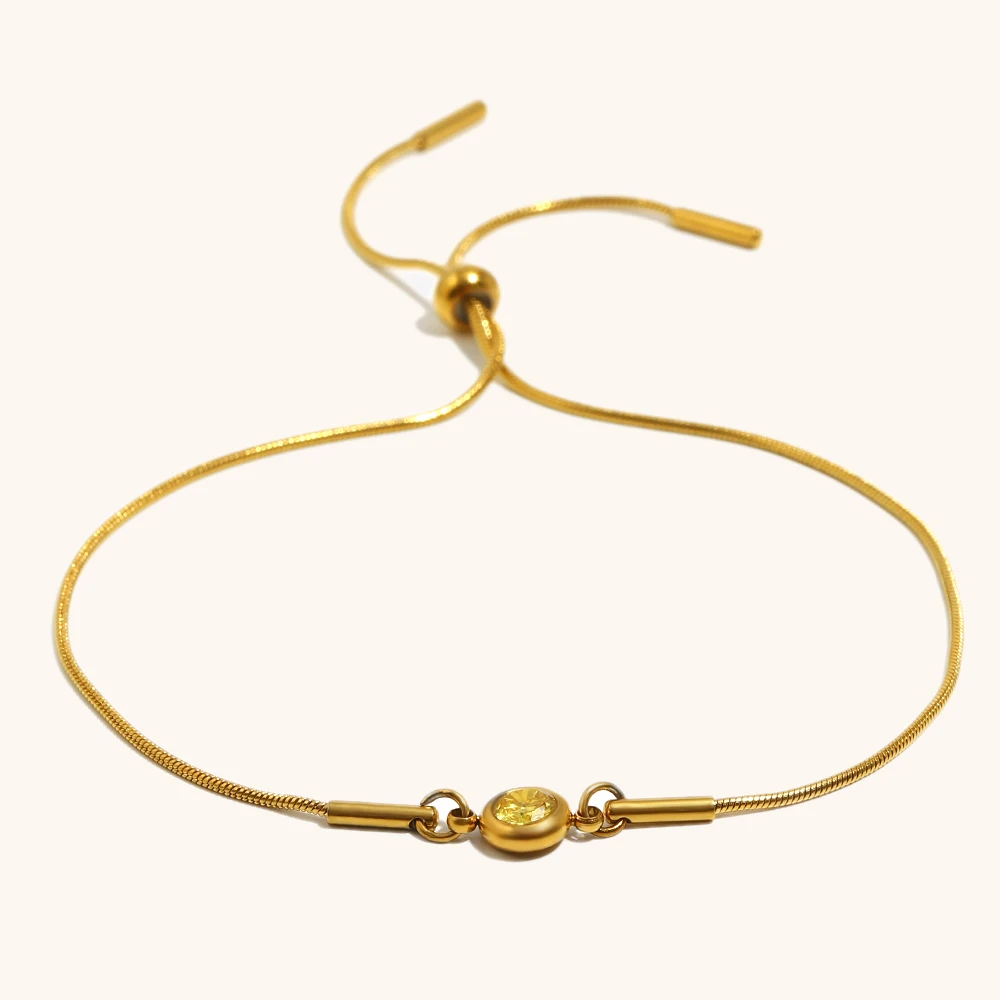 Pull-out Snake Chain Colored Zircon Bracelet, Fashionable Gift