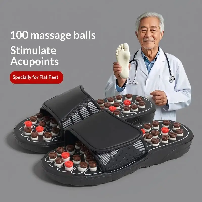 1 Pair Acupoint Foot Massager Slippers Non-Slip Soft Unisex Health Care Shoes for Home Spa Relaxation