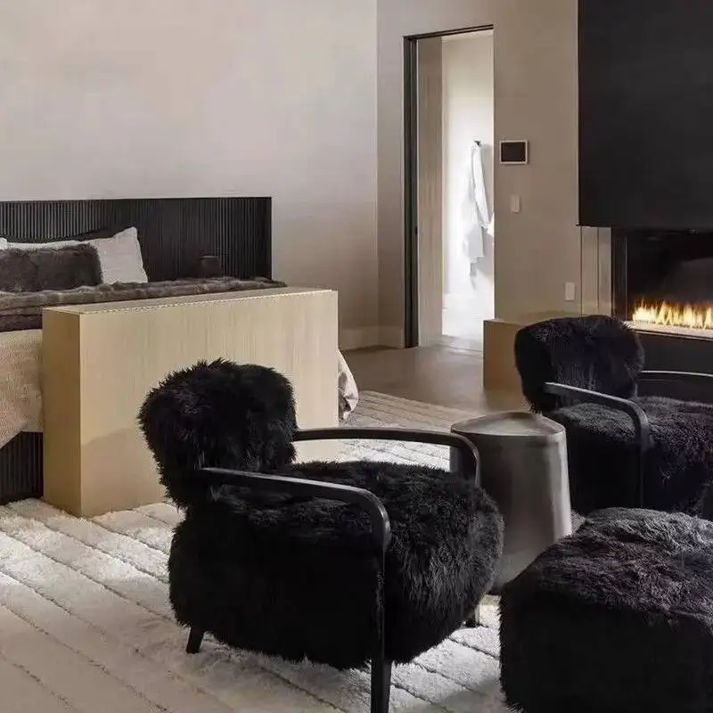 Lamb's Wool Sofa Chair, Medium-sized Home Living Rooms, Single-person Sofa, Designer-style Lazy Leisure Chair