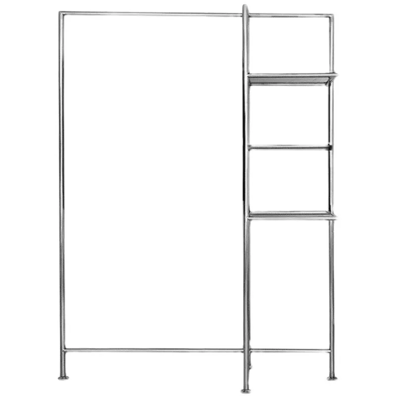 

Metal stainless steel tempered glass display floor hanger clothing store display coat rack wrought iron clothing rack