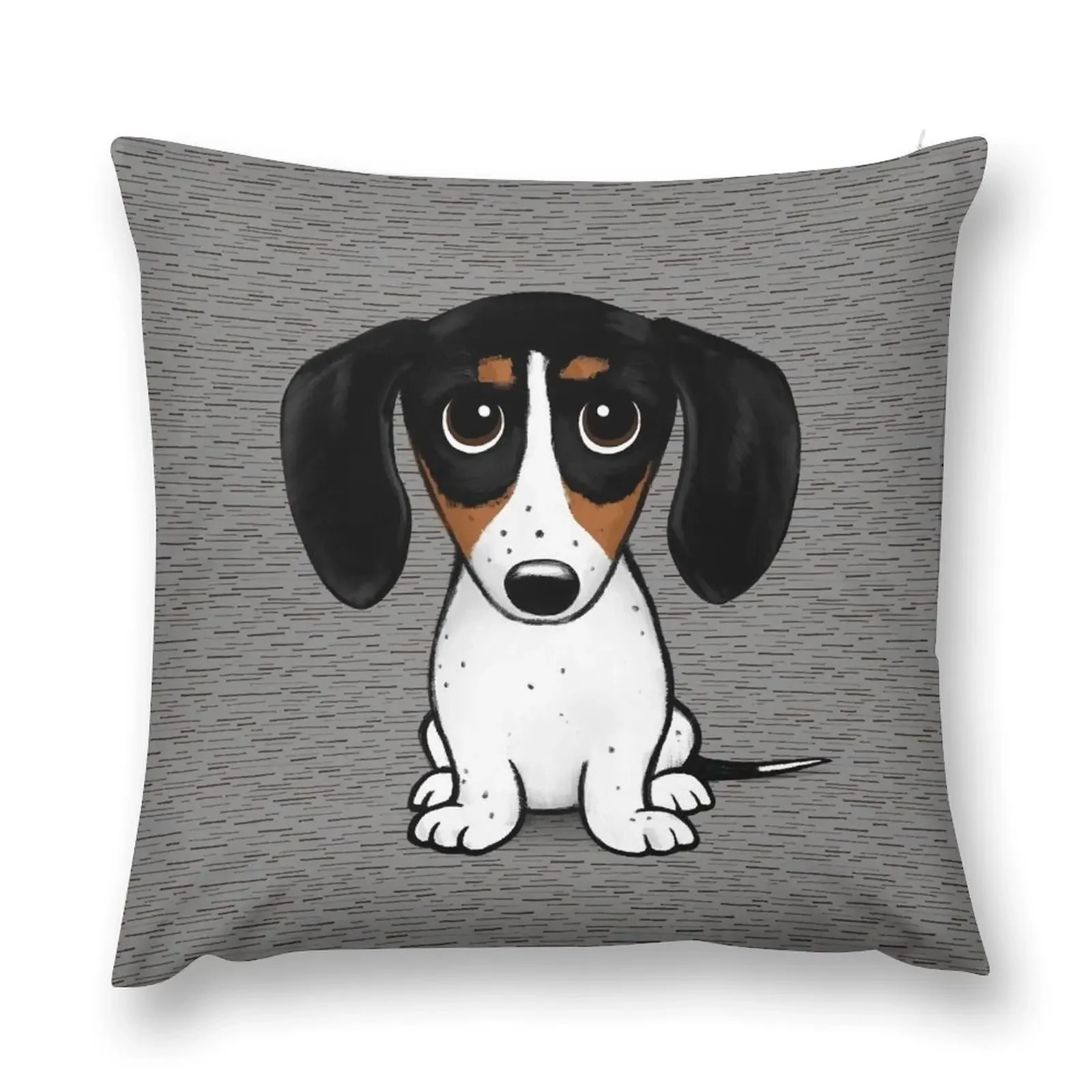 Piebald Dachshund Cute Black, Tan and White Wiener Dog Throw Pillow Cushions For Decorative Sofa pillow