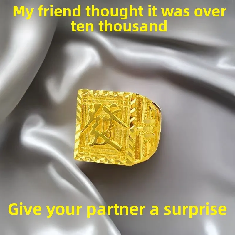 

Мужское кольцо с буквой золотого цвета, открытый дизайн, простое, роскошное, из сплава, квадратной формы, для мужчин и женщин