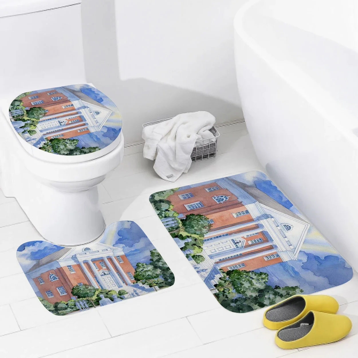 Non slip shower mat bathroom carpet shower beach style decoration water absorbing bathtub carpet toilet cover decoration cover image 3