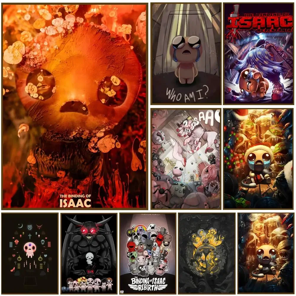 The Binding of Isaac Game Roguelike Dark Poster Self-adhesive Living Room Bedroom Party Bar Decor Moisture-proof
