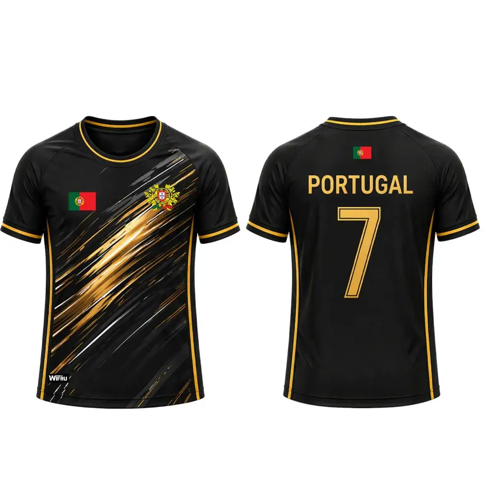 New Portugal Flag Football Jersey Outdoor Sports Training Breathable Soccer Short Sleeve T-shirt Men's And Women's Casual Top
