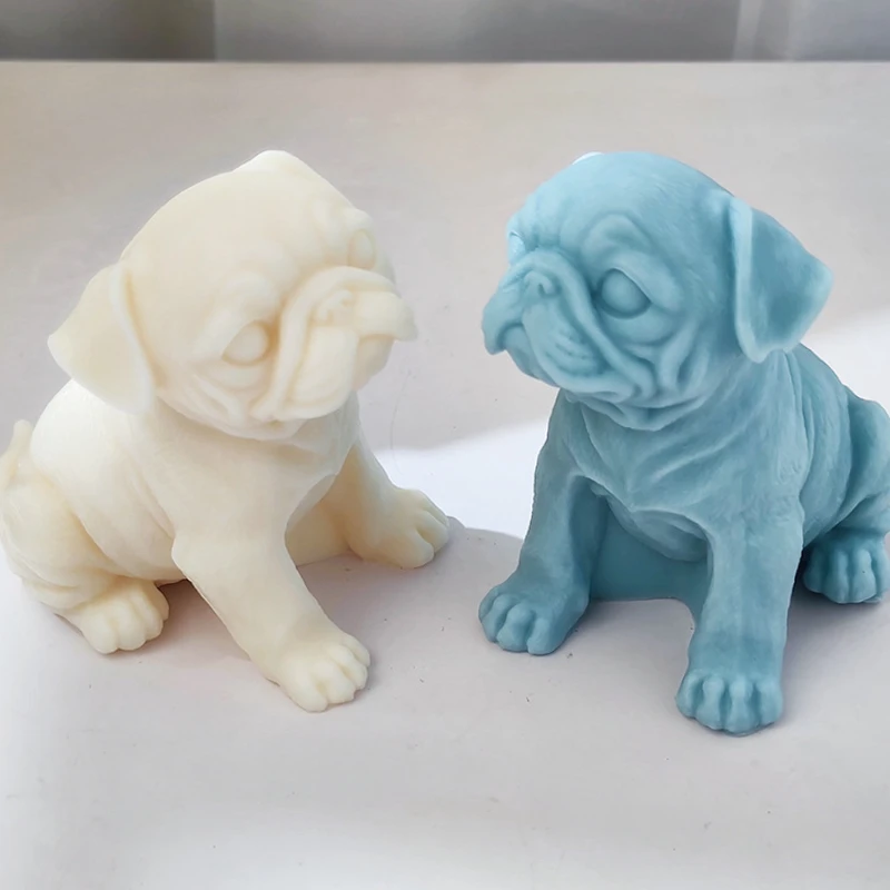 3D Bulldog Candle Silicone Mold Cartoon Puppy Soap Resin Plaster Making Mould Chocolate Cake Ice Baking Tool Desk Decor Pet Gift