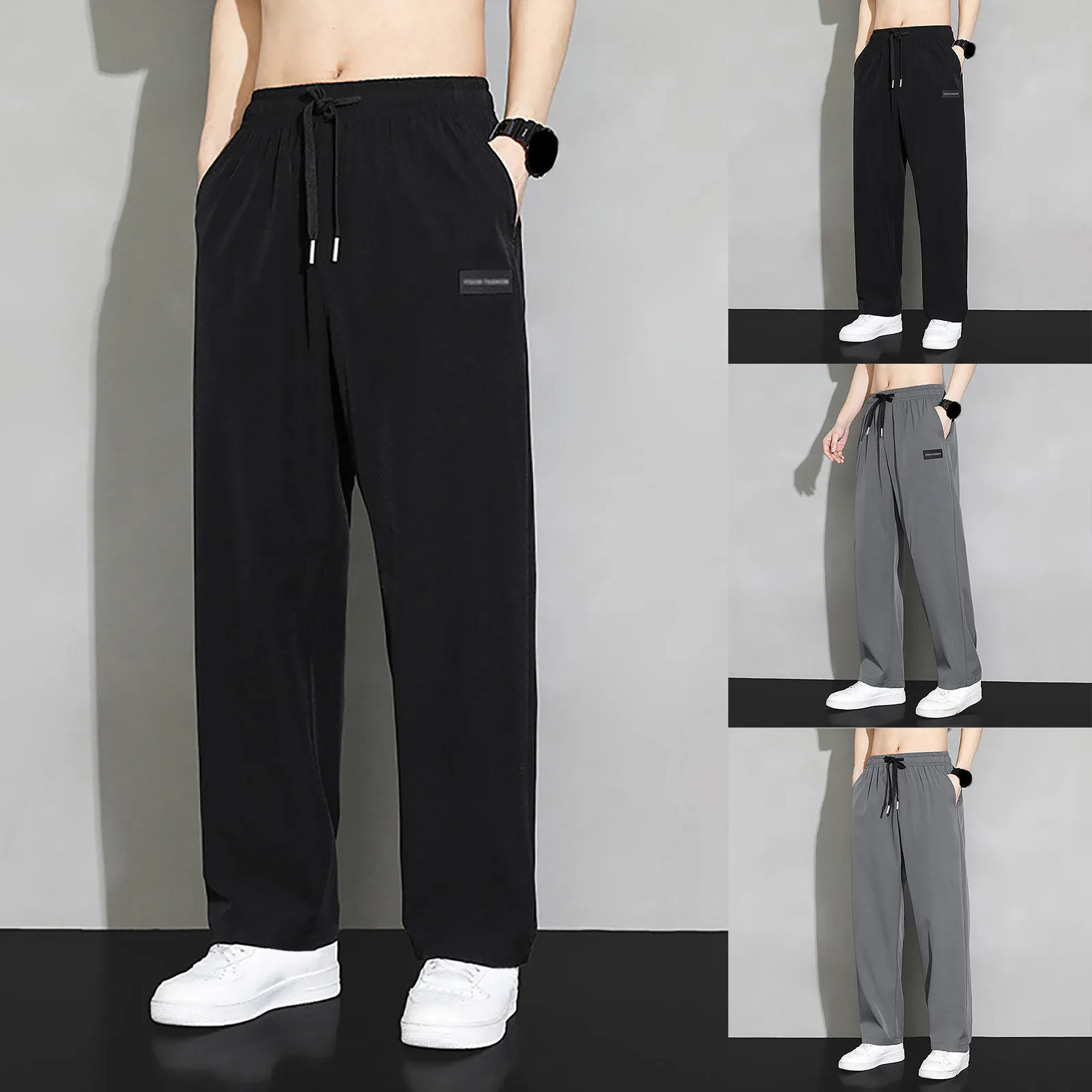 2024 Youth Summer Straight Pants Highlight Straight Long Legs Straight Leg Pendant Ice Silk Sports Pants Solid Color Pants