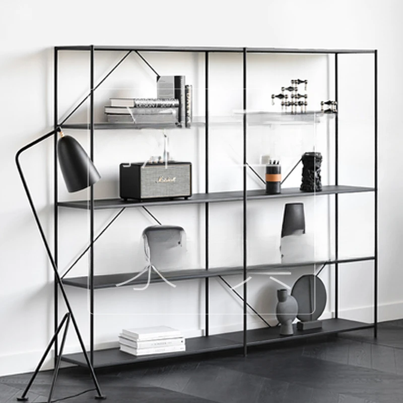 

NS combination storage rack, black iron art exhibition , decorative bookshelf, metal layer floor to ceiling low cabinet