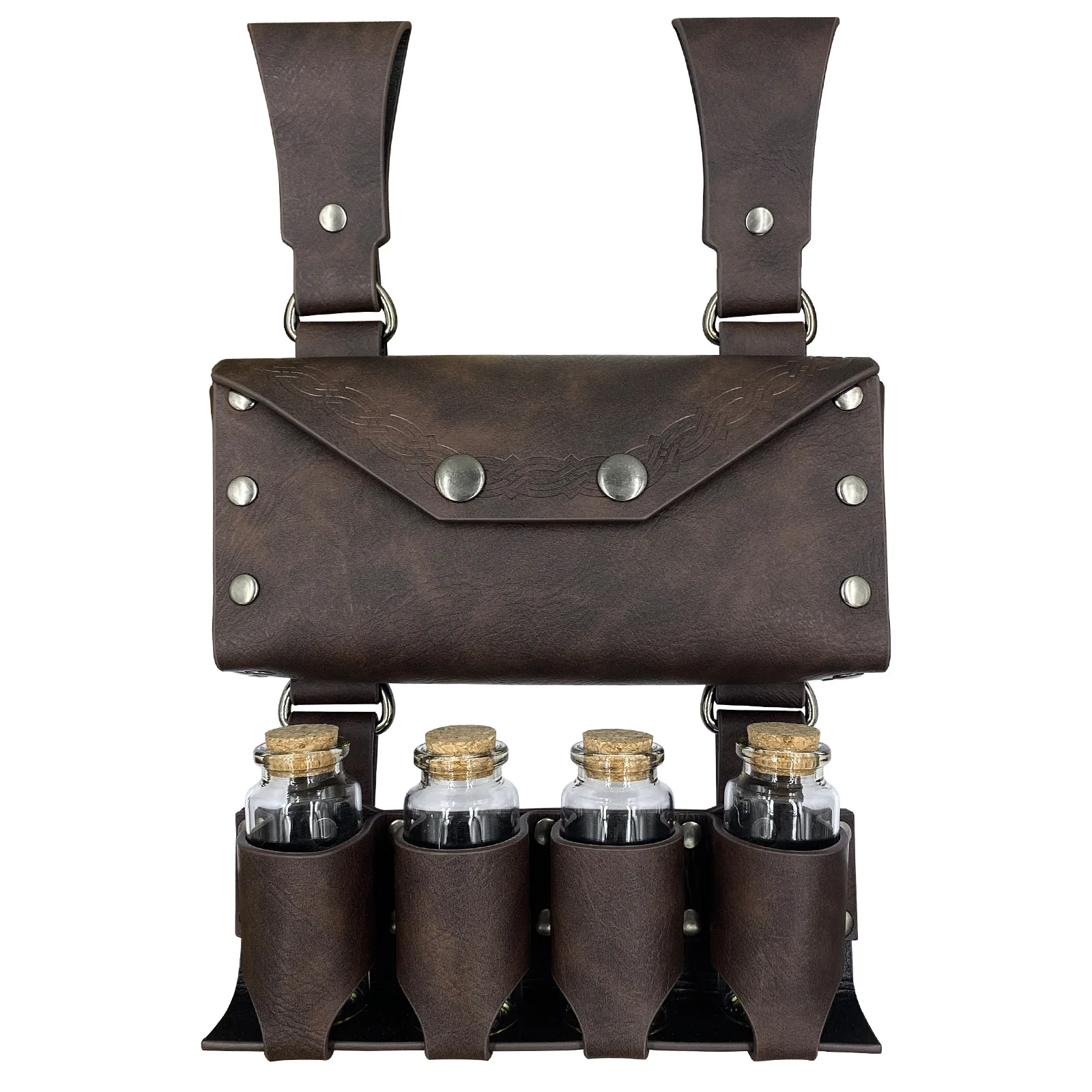 

New Medieval Cosplay Belt Waist Bag Renaissance Steam Glass Magic Bottle Set Accessories Props Halloween Retro Dress Belt