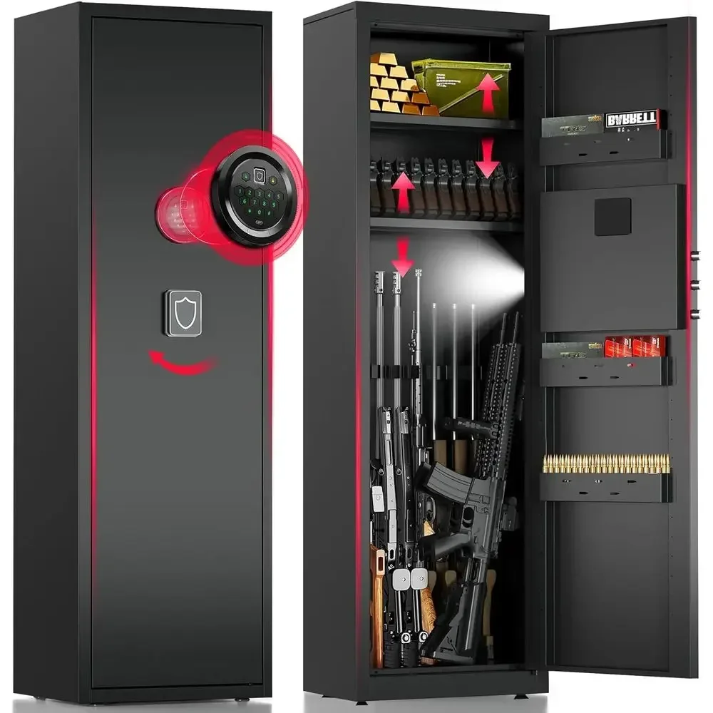 Secure Digital Keypad Gun Cabinet with LED Light, Quick Access, Removable Shelves & Racks
