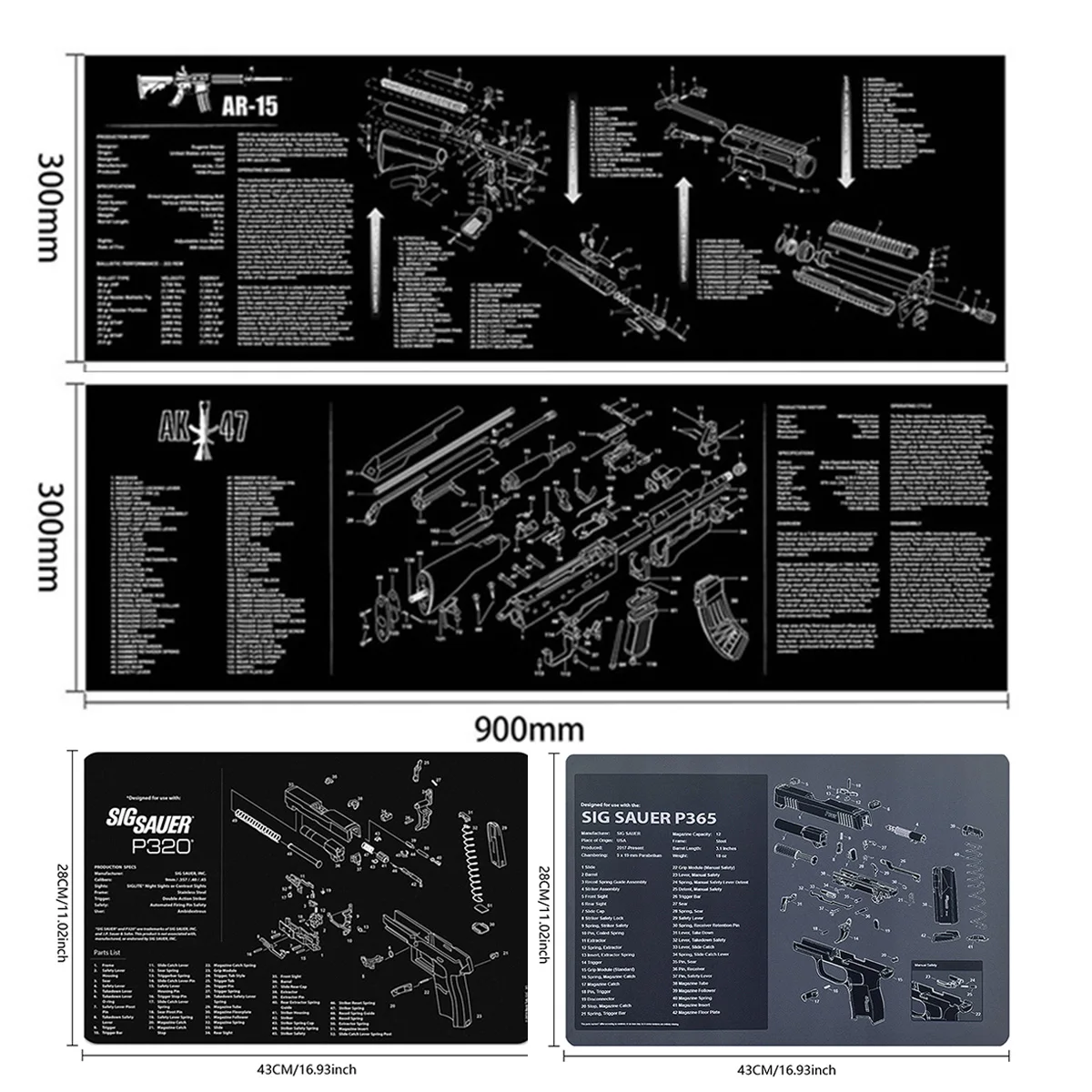Gun Cleaning Rubber Mat Mouse Pad Parts Diagram For SIG SAUER P220 P226 P229 P320 P365 BERETTA 92 AR15 AK47 Remington 870 CZ-75 view 2